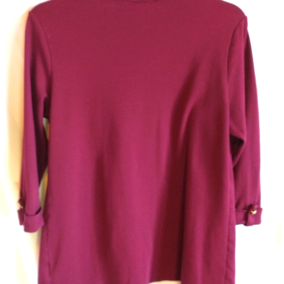 Karen Scott Burgundy Size M Cardigan - Picture 2 of 3